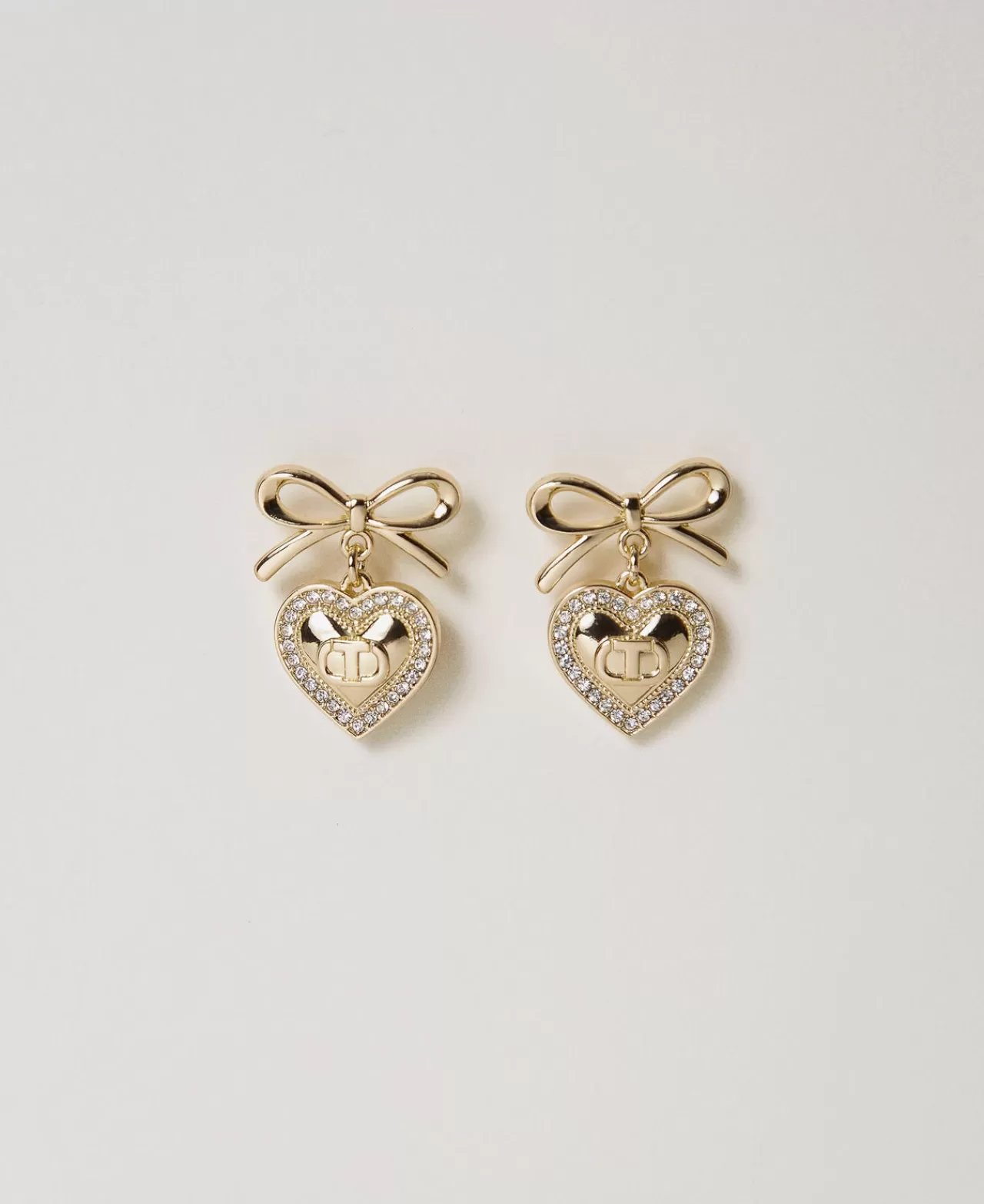 Bijoux | TWINSET Milano Orecchini A Cuore Con Strass E Oval T New Gold