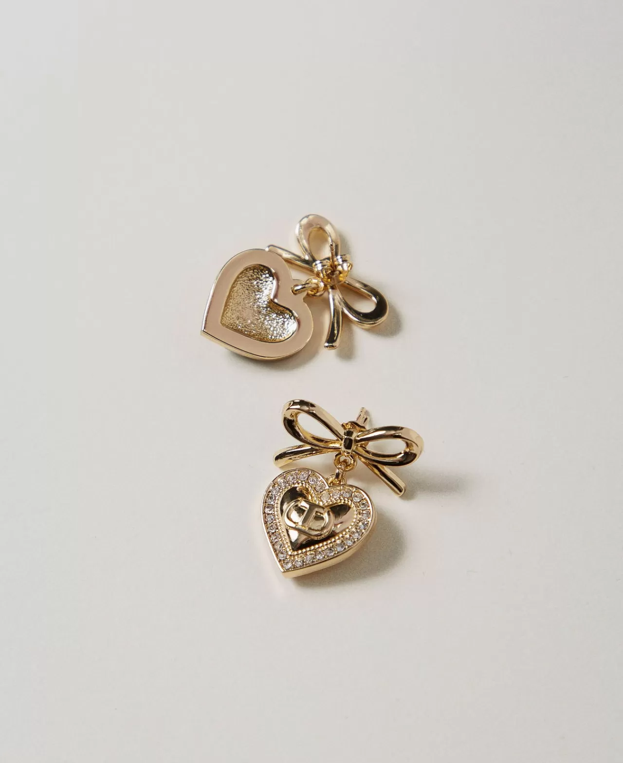 Bijoux | TWINSET Milano Orecchini A Cuore Con Strass E Oval T New Gold