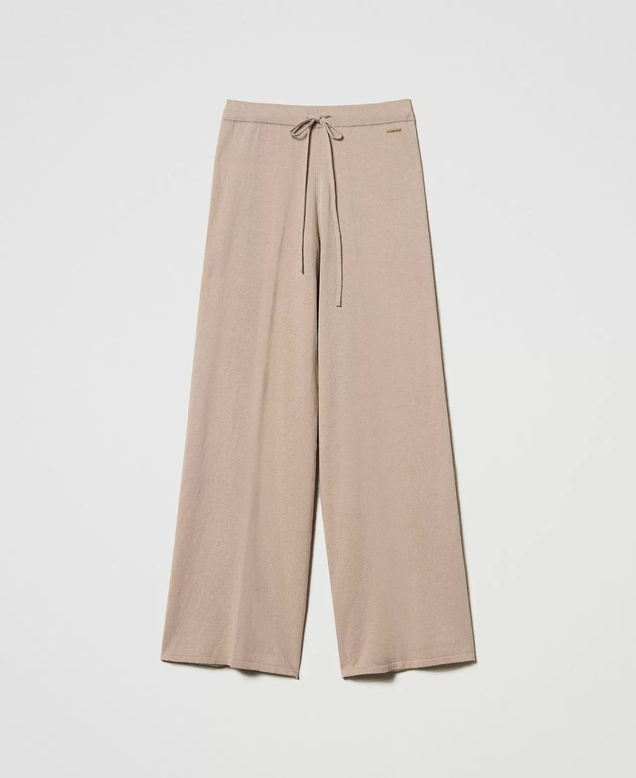 Pantaloni Ampi E A Palazzo | TWINSET Milano Pantaloni A Palazzo In Maglia Wonder Beige