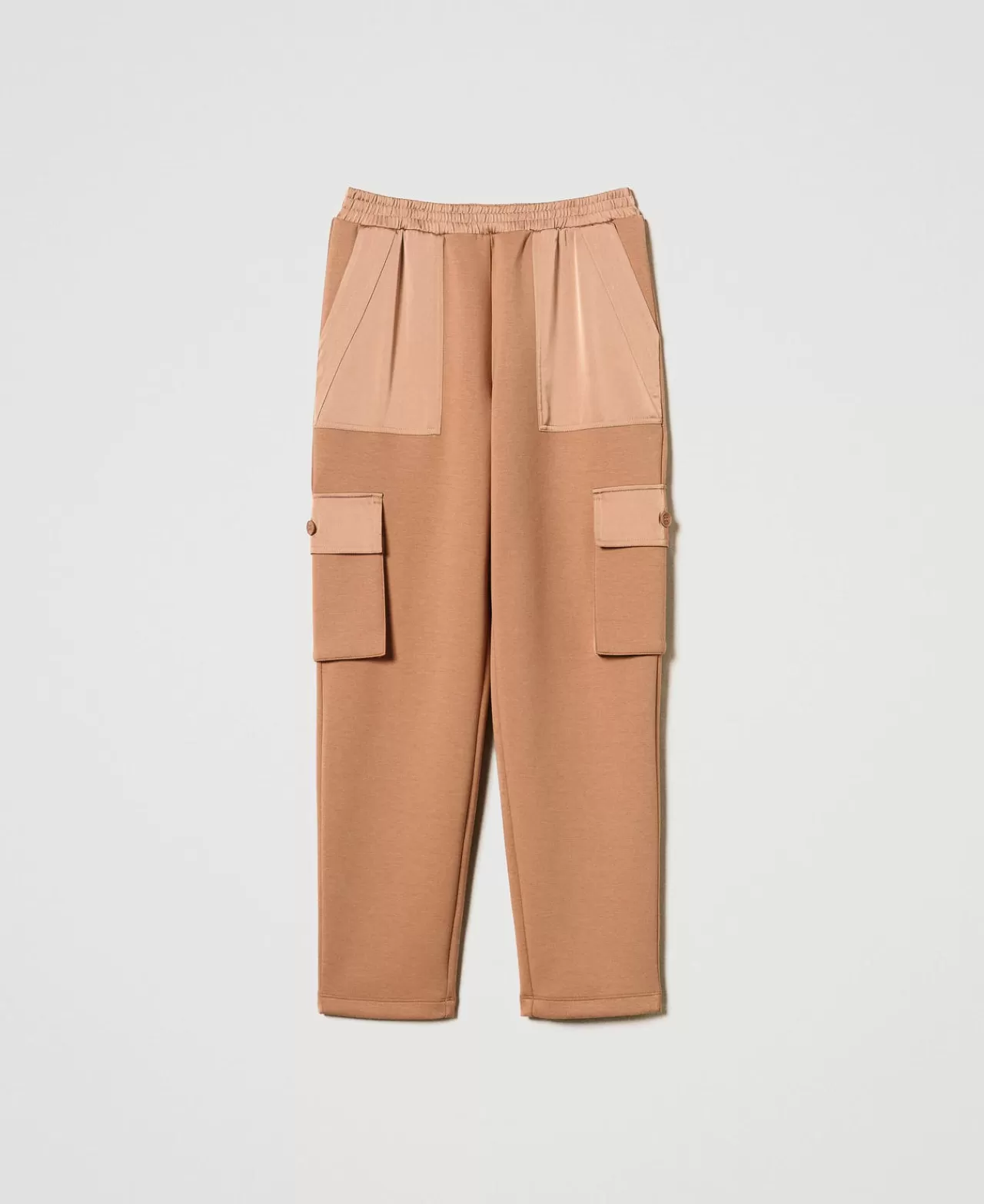 Pantaloni Cargo | TWINSET Milano Pantaloni Cargo In Tessuto Scuba E Raso Caramel Camel