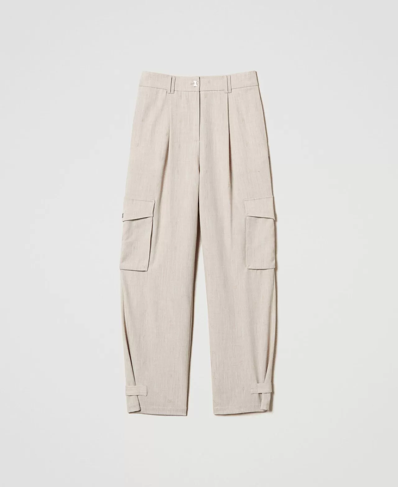 Pantaloni Cargo | TWINSET Milano Pantaloni Cargo MYFO Con Ricamo Dull Gold Melange