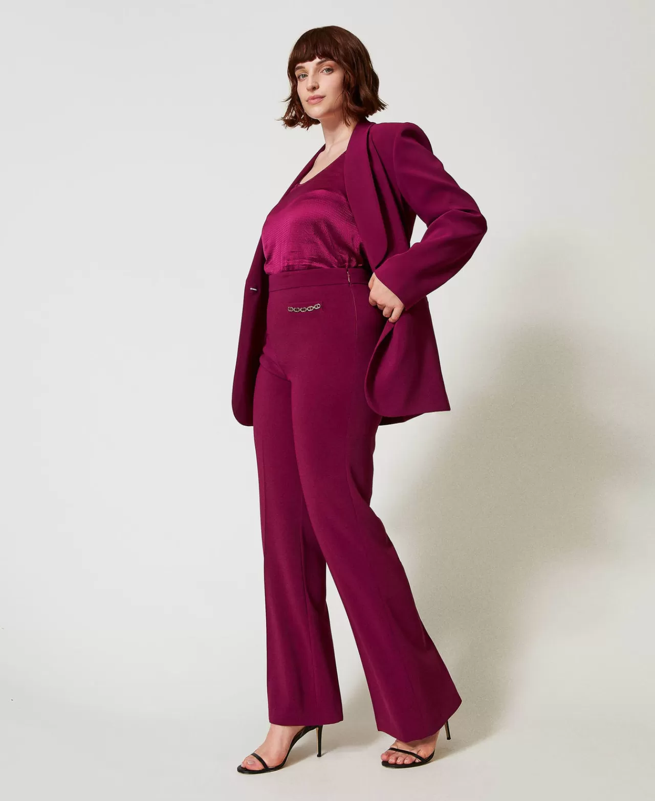 Pantaloni Flare | TWINSET Milano Pantaloni Flare Con Catena Oval T Viola "Red Plum"