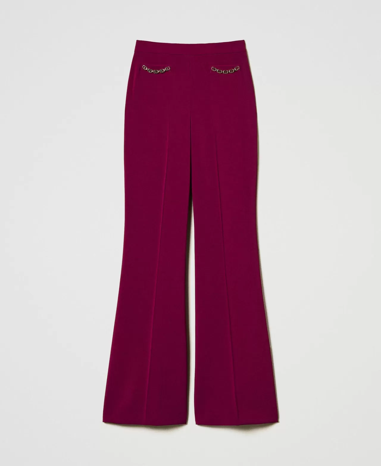 Pantaloni Flare | TWINSET Milano Pantaloni Flare Con Catena Oval T Viola "Red Plum"