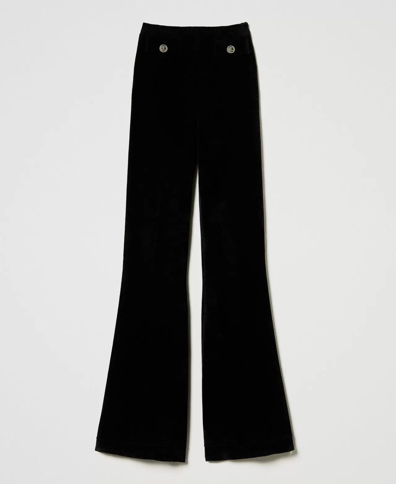 Pantaloni Eleganti | Pantaloni Flare | TWINSET Milano Pantaloni Flare In Maglia Con Bottoni Oval T Nero