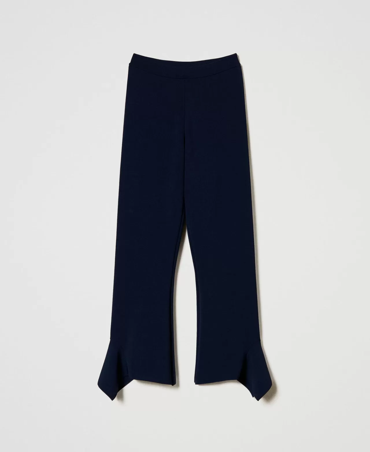 Pantaloni Flare | TWINSET Milano Pantaloni Flare In Maglia Con Volant Indaco