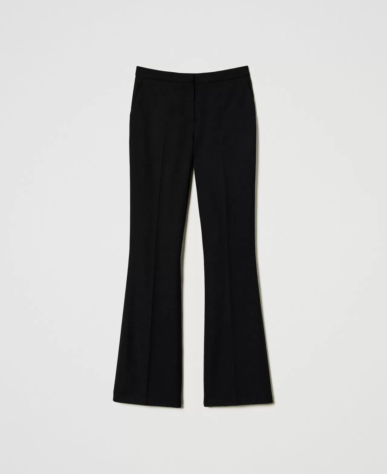 Pantaloni Eleganti | Pantaloni Flare | TWINSET Milano Pantaloni Flare In Serge Misto Lana Nero