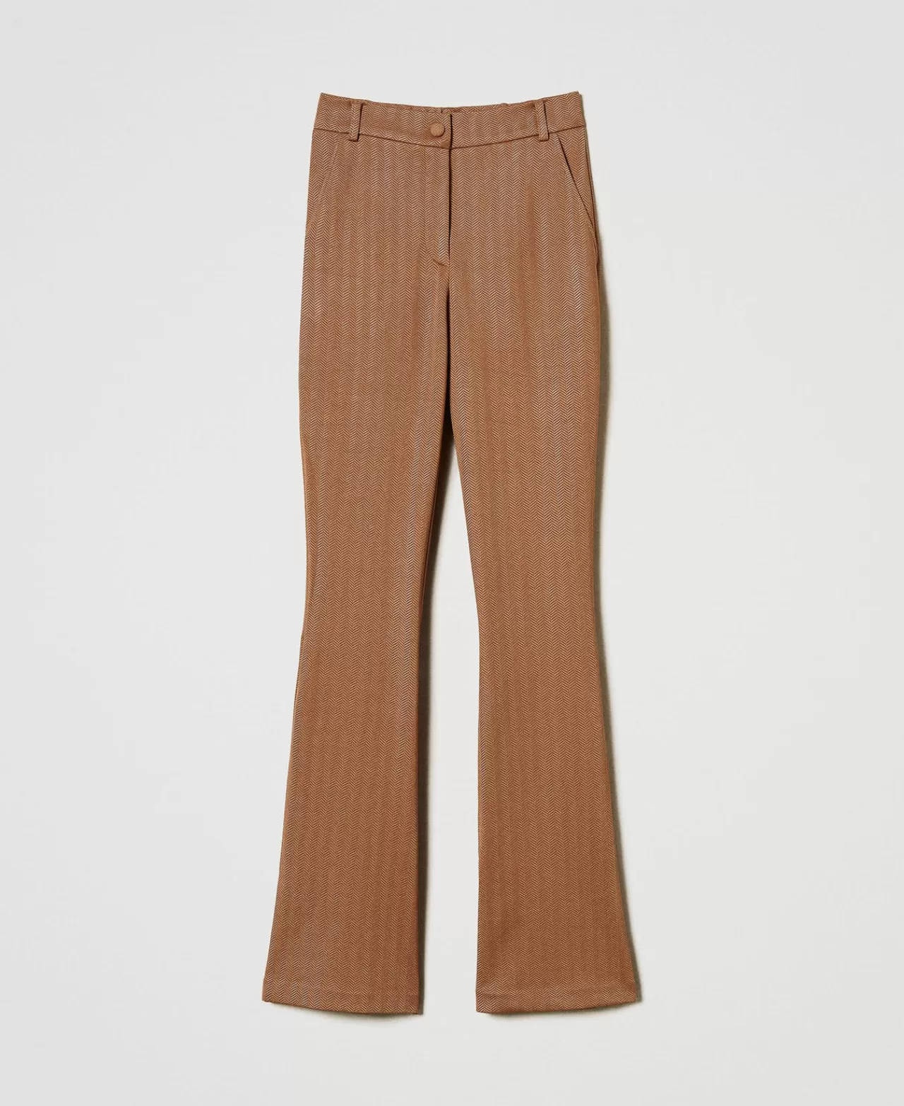 Pantaloni Flare | TWINSET Milano Pantaloni In Tessuto Scuba Jacquard Caramel Camel