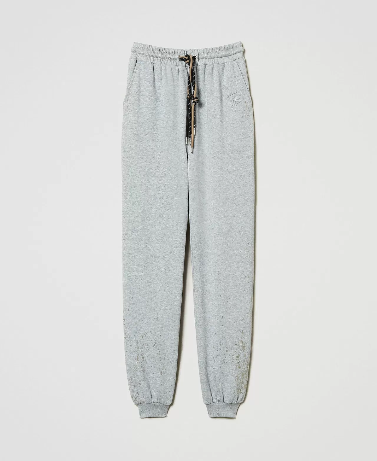 Pantaloni Jogging | TWINSET Milano Pantaloni Joggers MYFO Con Stampa Glitter Grigio Mélange