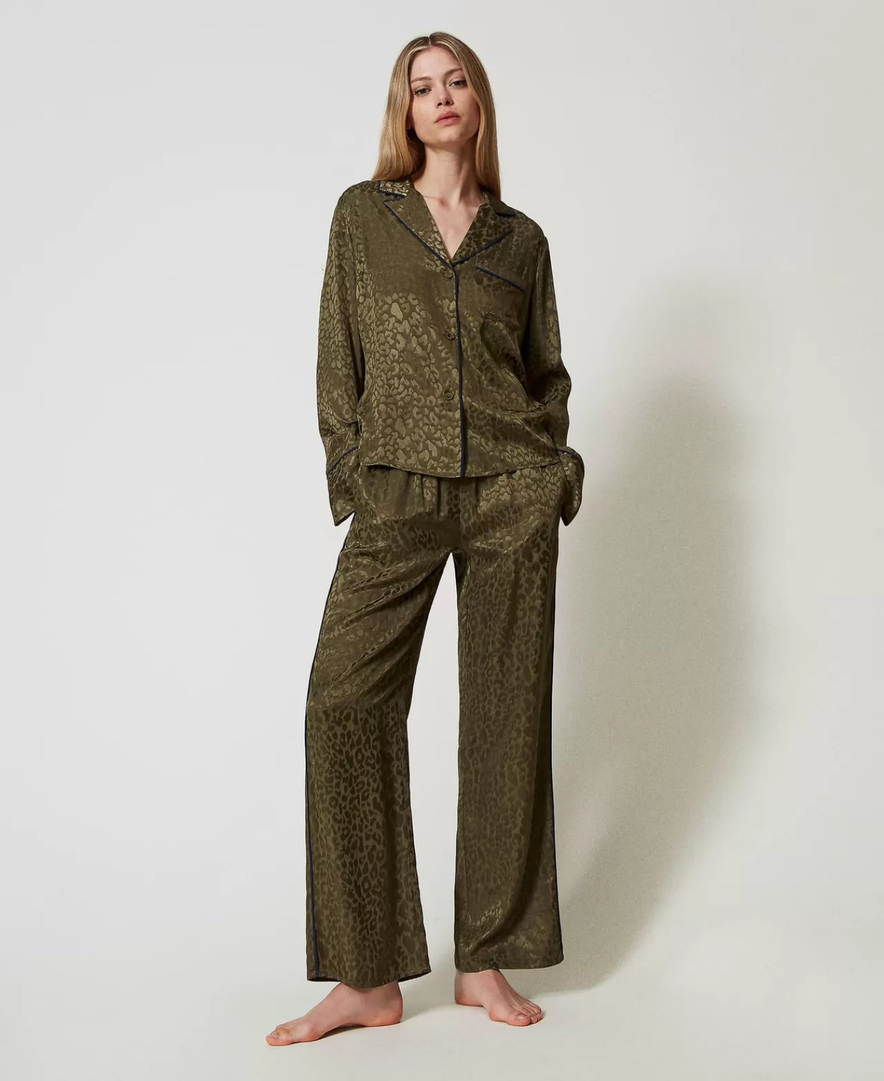 Intimo E Nightwear | TWINSET Milano Pigiama A Uomo In Raso Jacquard Green Moss