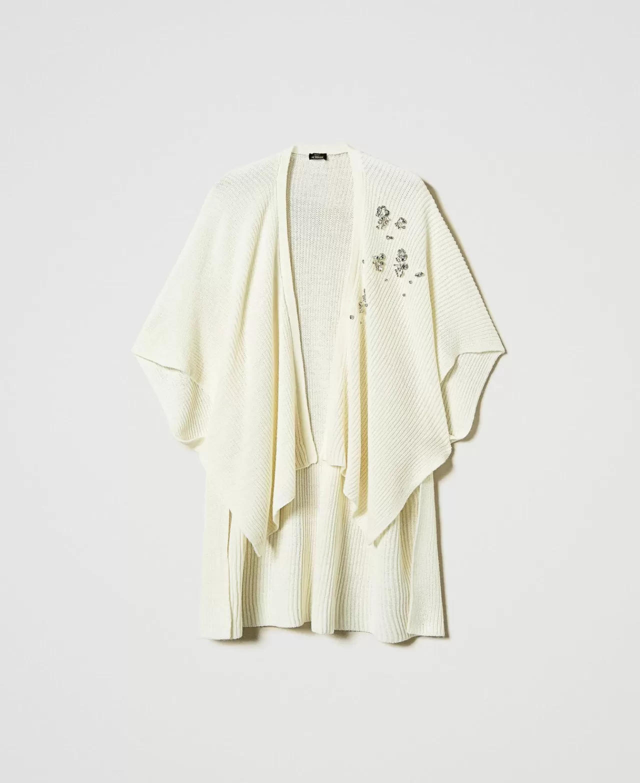 Poncho | TWINSET Milano Poncho In Maglia Con Ricami Panna White