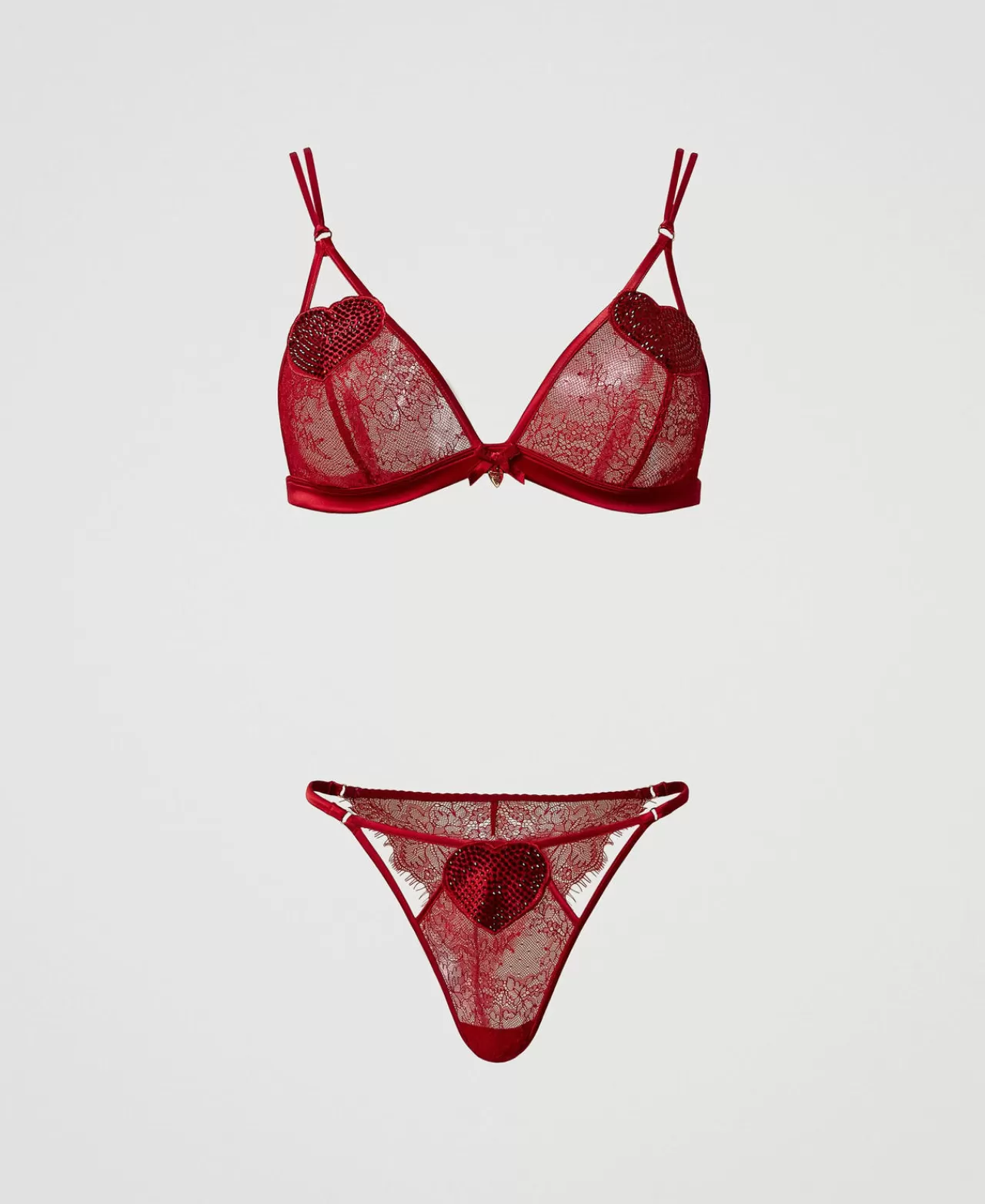 Intimo E Nightwear | TWINSET Milano Reggiseno A Triangolo E Slip Brasiliana In Pizzo Rosso Veneziano