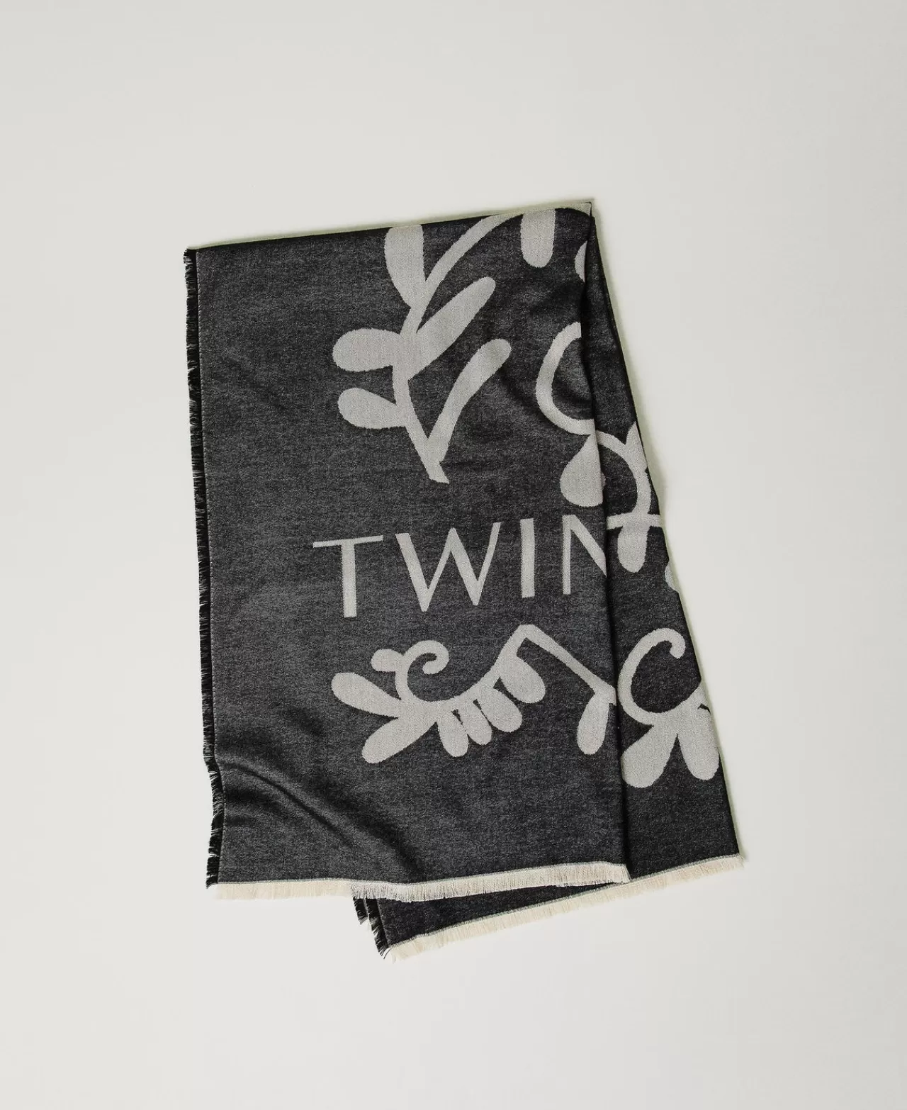 Sciarpe | TWINSET Milano Sciarpa Jacquard Con Logo Nero