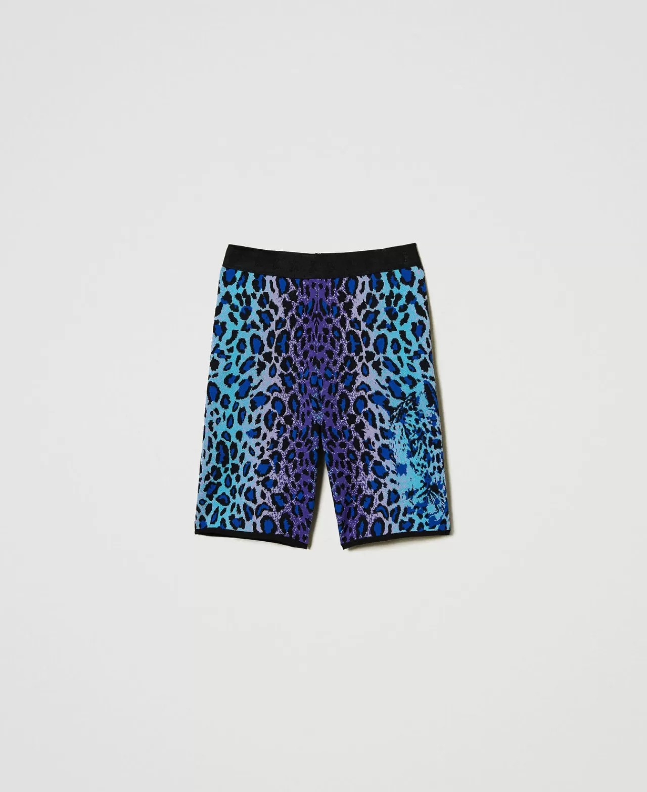 Shorts | TWINSET Milano Shorts Biker MYFO In Maglia Jacquard Jacquard Multicolor Leopard