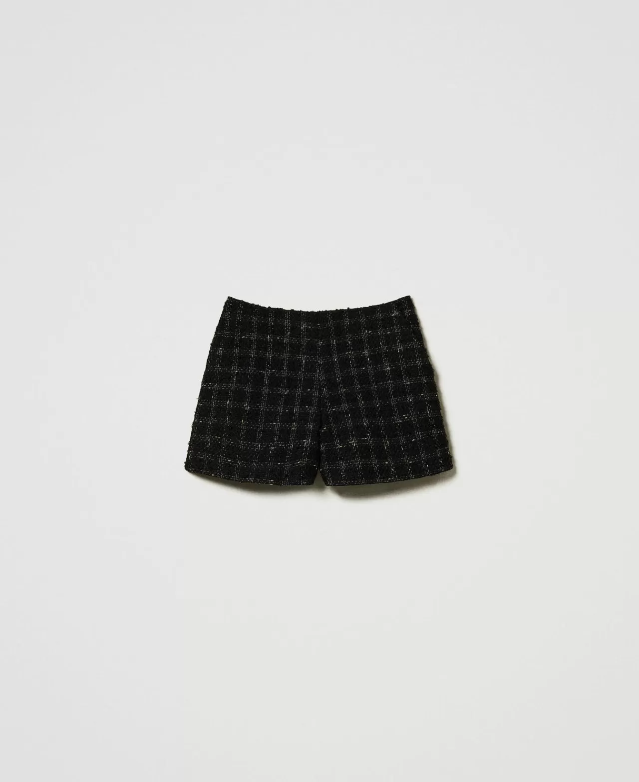 Shorts | TWINSET Milano Shorts Bouclé A Disegno Check Bouclè Black / Gold