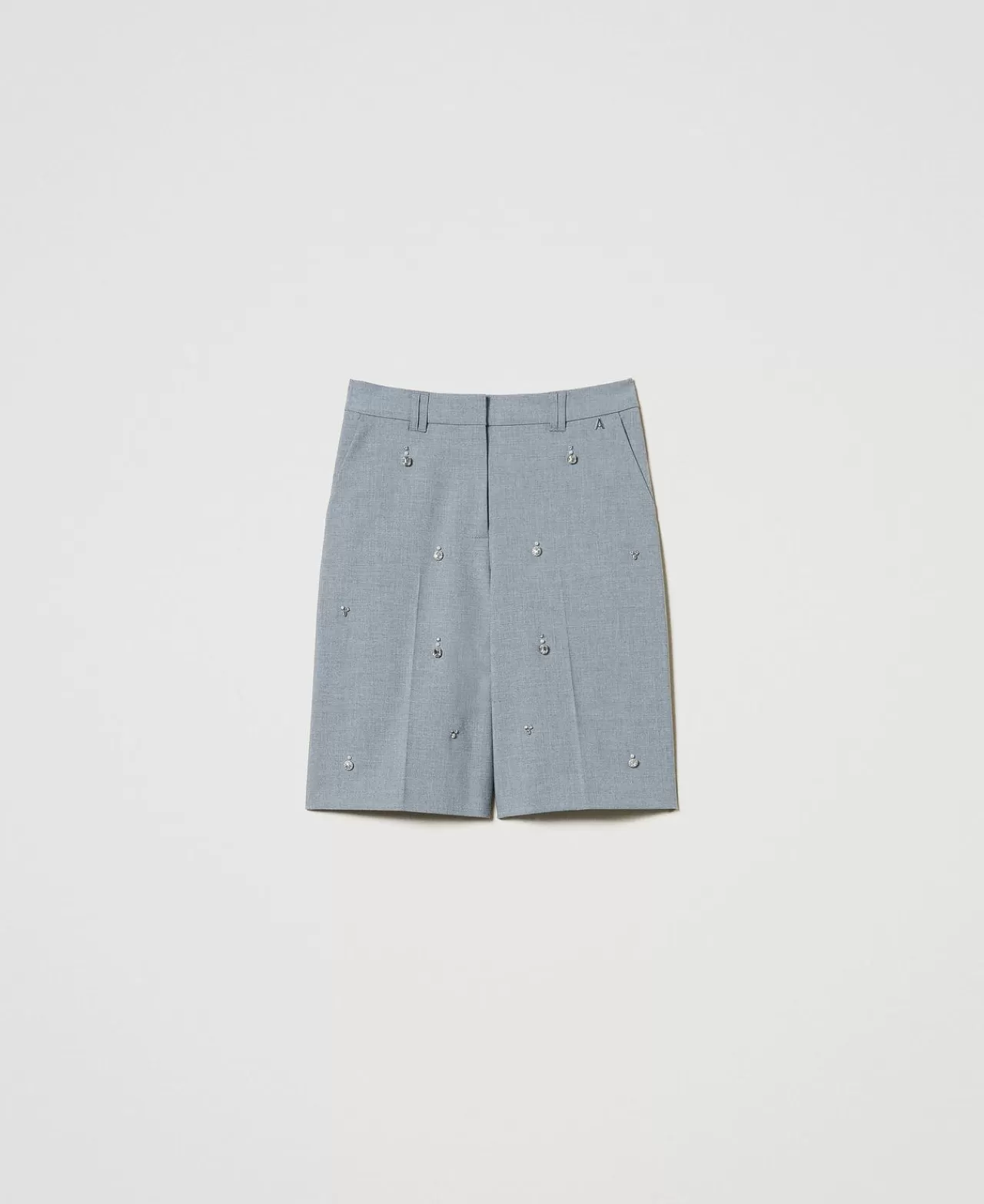 Shorts | TWINSET Milano Shorts Con Ricami A Mano Grigio Melange