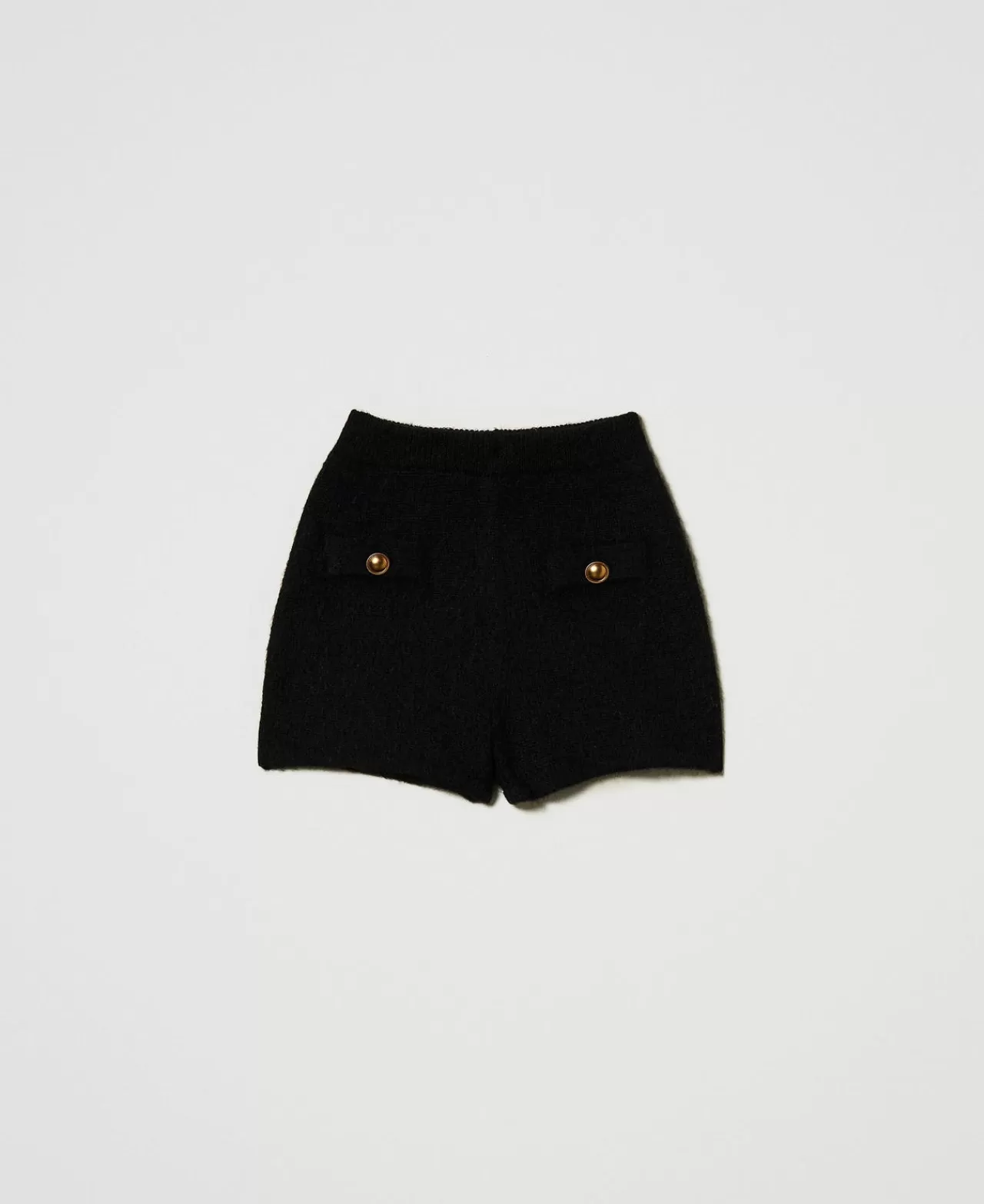 Shorts | TWINSET Milano Shorts 'Emily' In Maglia Misto Mohair Nero