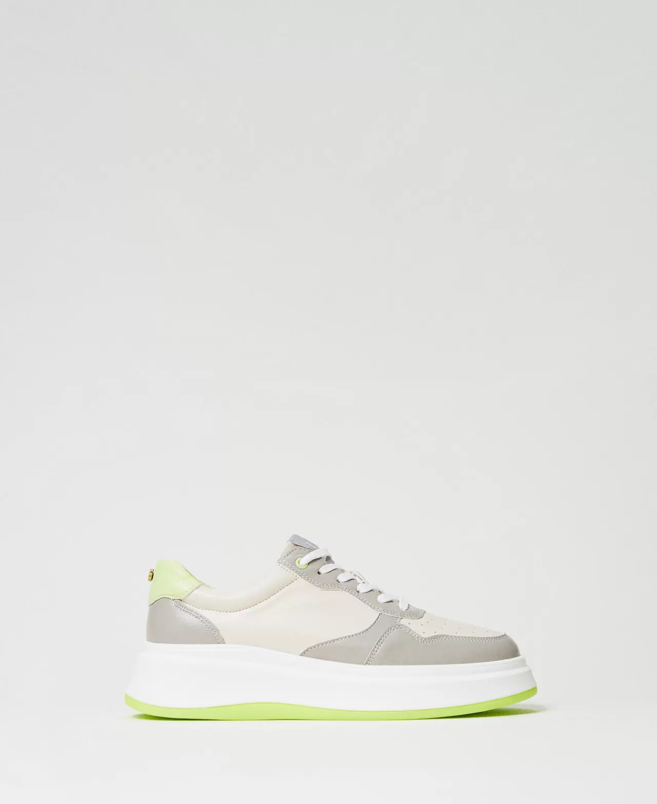 Scarpe Basse | Sneakers | TWINSET Milano Sneakers Color Block Bicolor Bianco Ottico / Verde "Soft Lime"