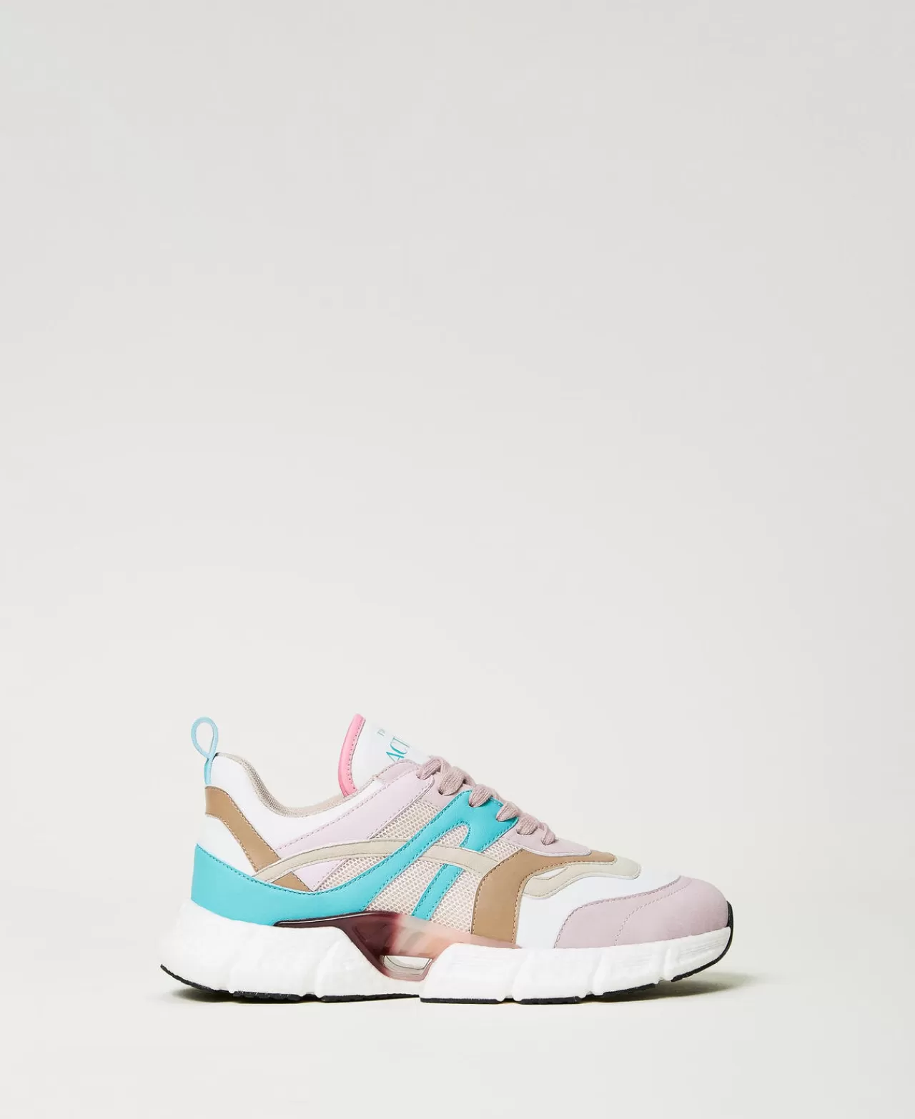 Scarpe Basse | Sneakers | TWINSET Milano Sneakers Running Color Block Multicolor Bianco "Papers" / Verde "Tropical Emerald" / Rosa "Pink Tulle"