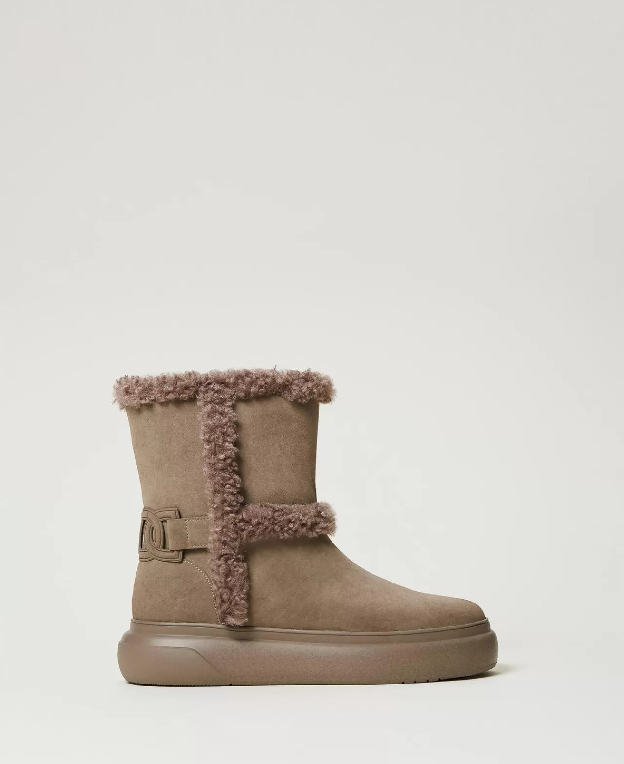 Scarpe Basse | Stivali E Stivaletti | TWINSET Milano Stivaletti Con Dettagli In Faux Fur Beige Taupe
