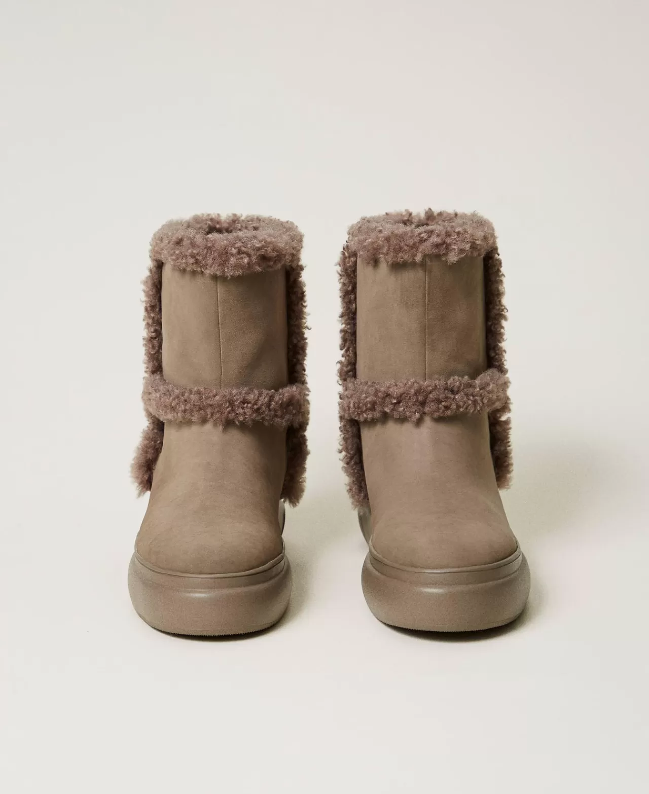 Scarpe Basse | Stivali E Stivaletti | TWINSET Milano Stivaletti Con Dettagli In Faux Fur Beige Taupe