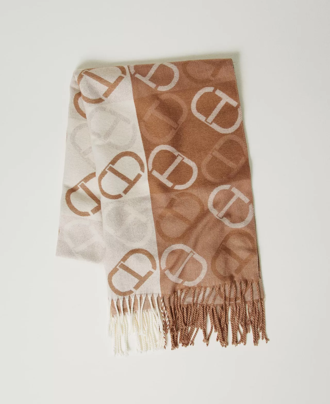 Sciarpe | TWINSET Milano Stola In Panno Jacquard Con Oval T Jacquard Oval T Marrone "Sandy Brown"