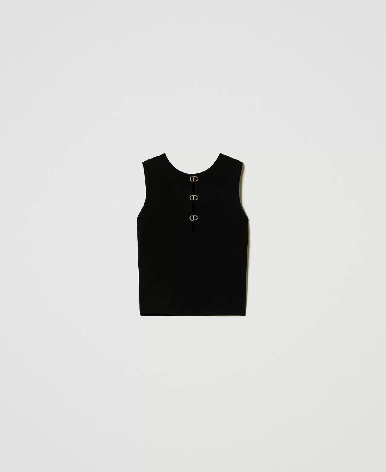 T-Shirt E Top | TWINSET Milano Top Doppio Uso In Maglia Con Oval T Nero