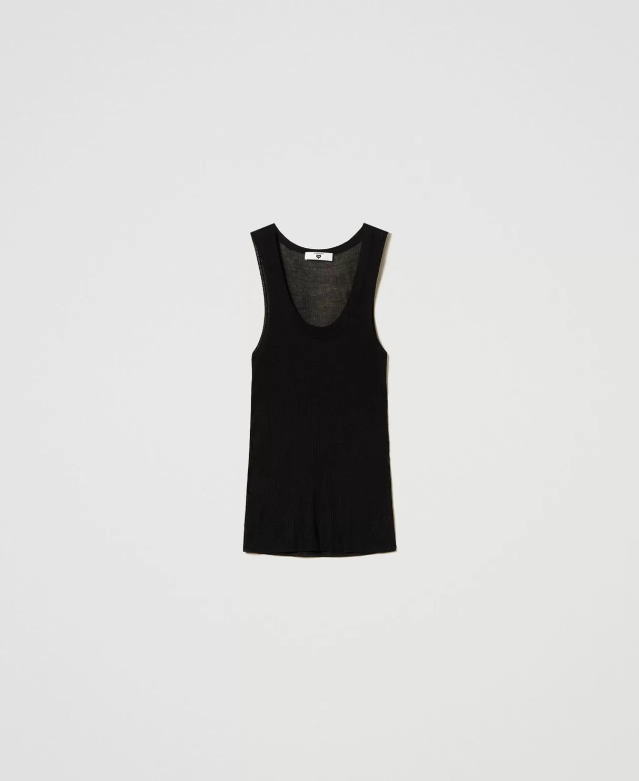 T-Shirt E Top | TWINSET Milano Top Fitted In Maglia Di Viscosa Nero