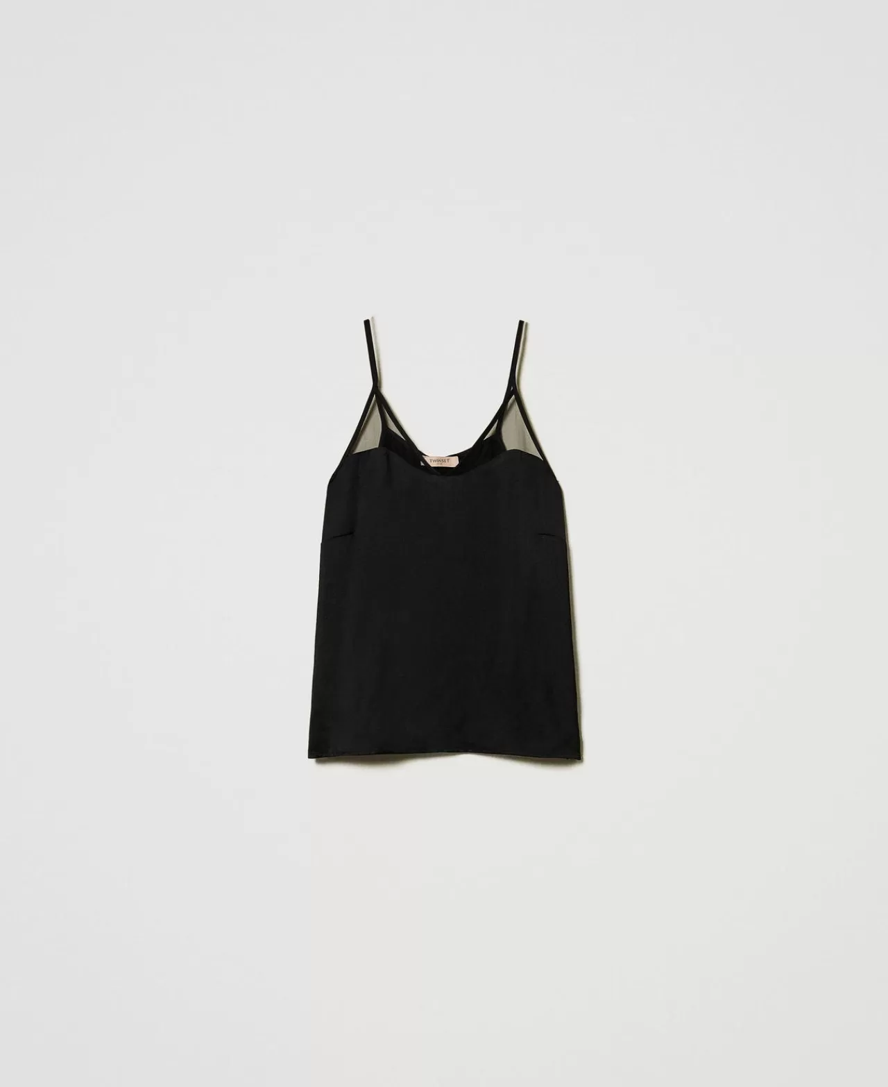 T-Shirt E Top | TWINSET Milano Top In Raso E Tulle Nero