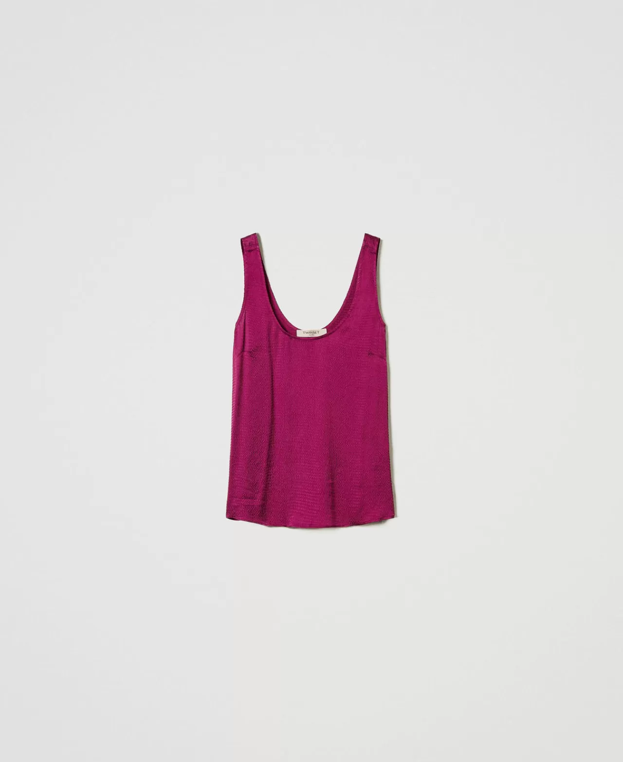 T-Shirt E Top | TWINSET Milano Top In Raso Martellato Viola "Red Plum"