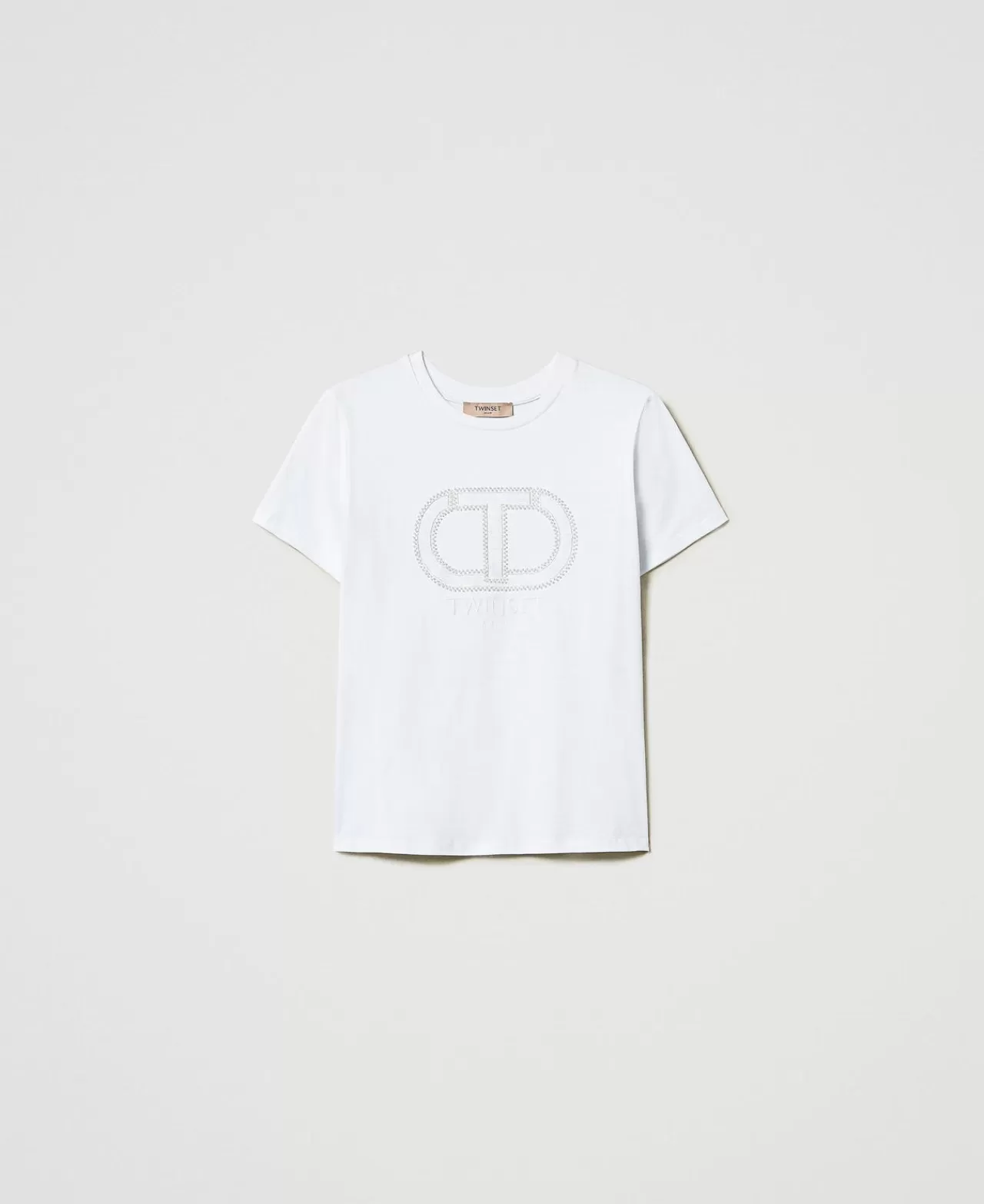 T-Shirt E Top | TWINSET Milano T-shirt Con Ricamo Logo Oval T Bianco