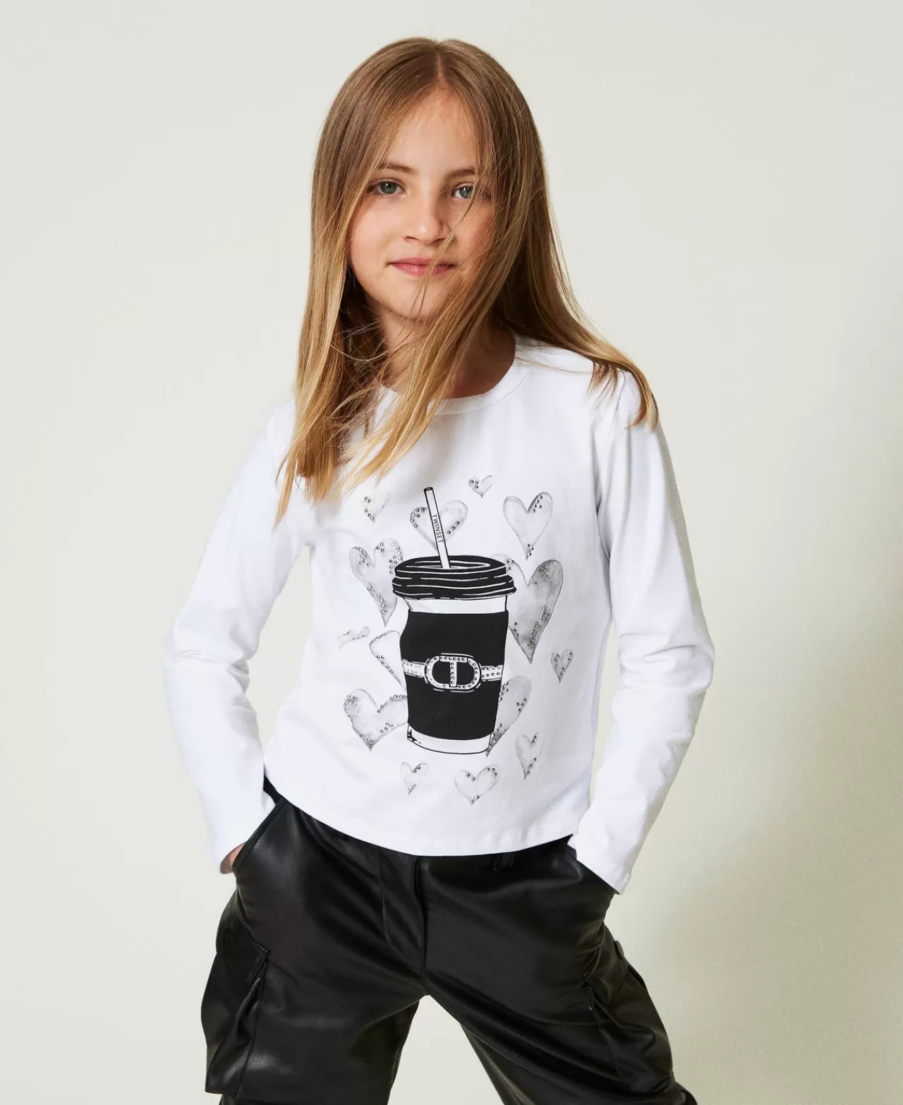 T-Shirt E Top | TWINSET Milano T-shirt Con Stampa E Strass Off White