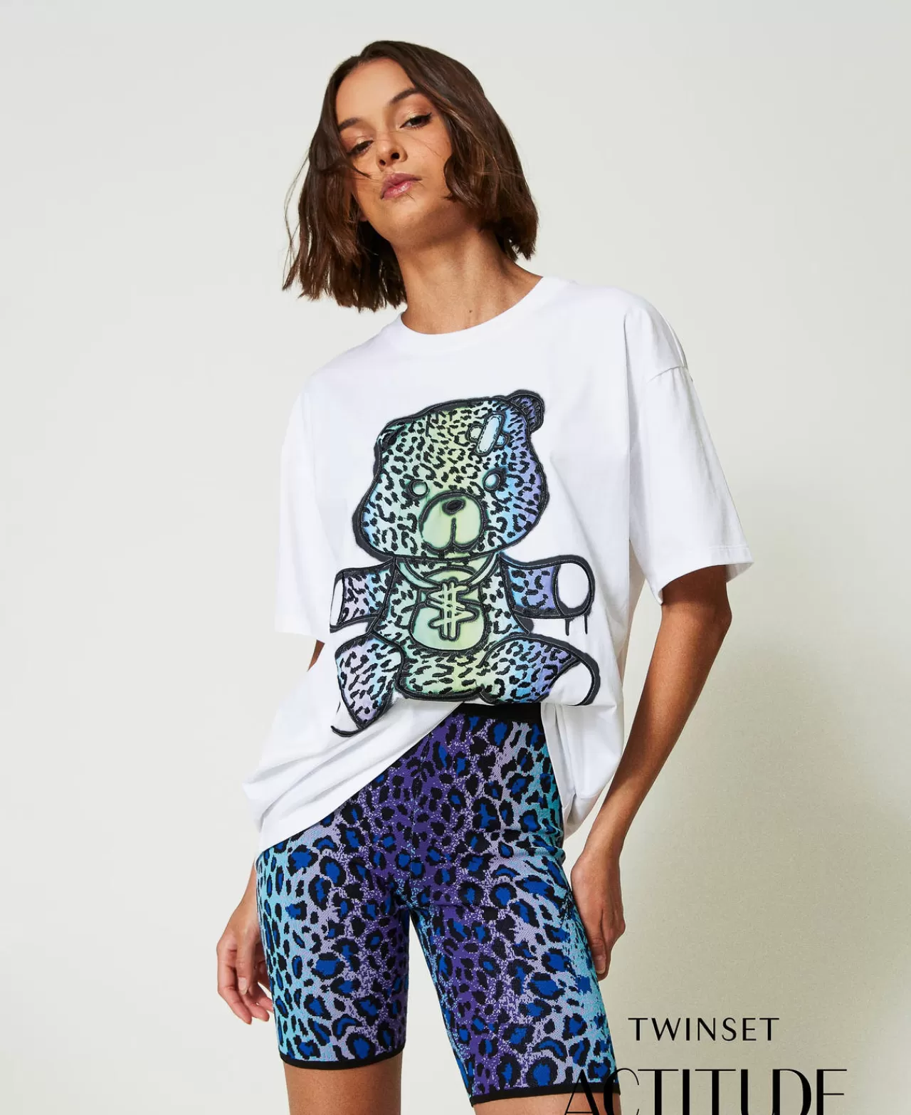 T-Shirt E Top | TWINSET Milano T-shirt Over MYFO Con Stampa E Ricamo Colorful Bear