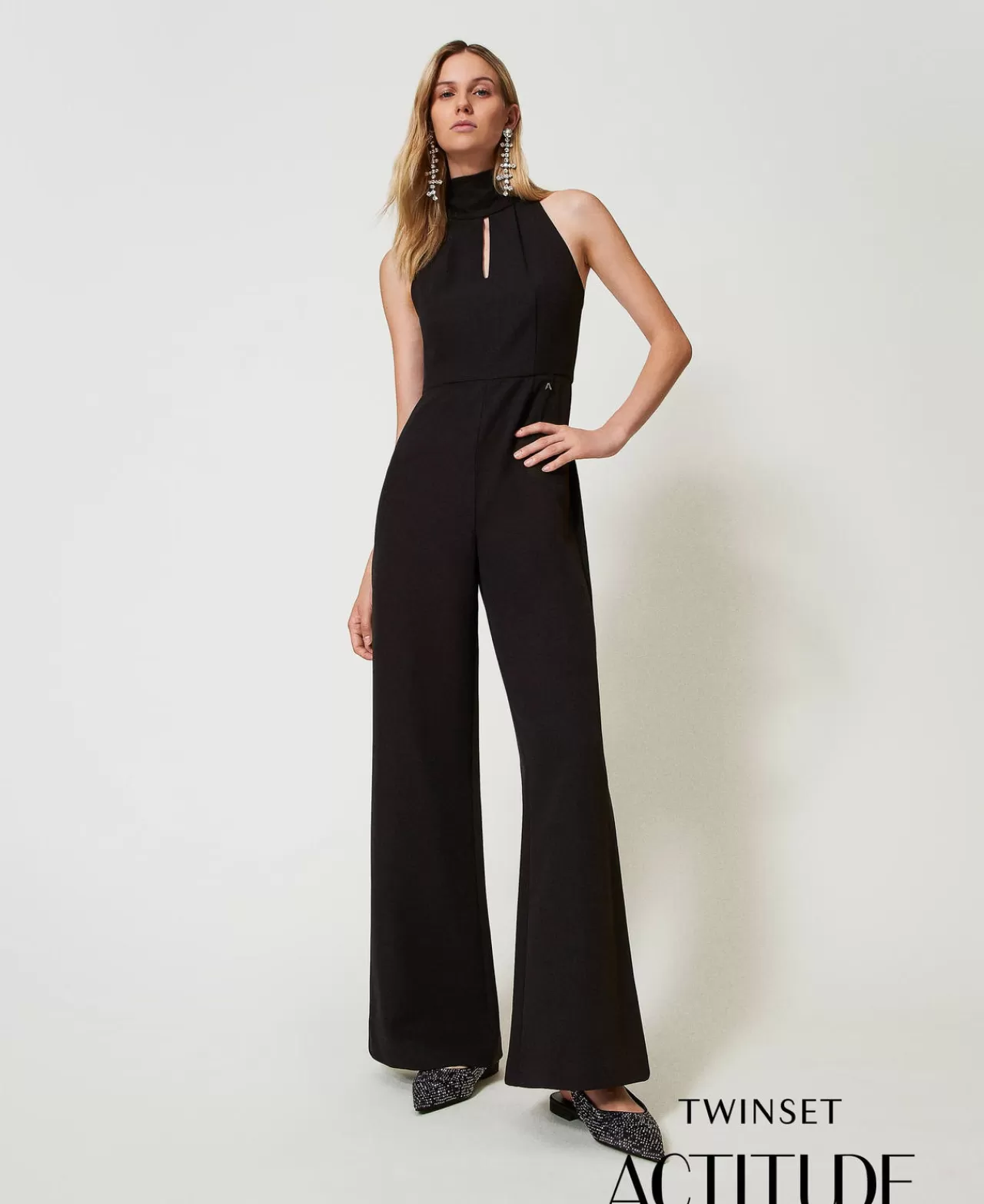 Vestiti Da Cerimonia | Vestiti Eleganti | TWINSET Milano Tuta Halter In Crêpe Cady Nero