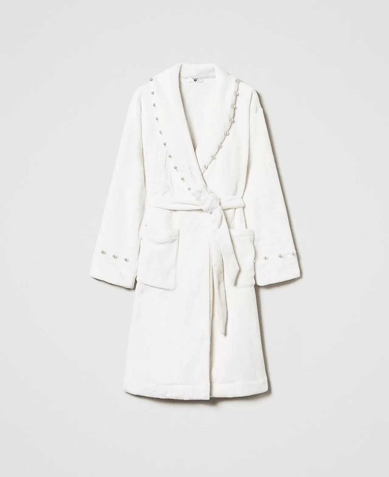 Intimo E Nightwear | TWINSET Milano Vestaglia In Faux Fur Con Perle Bianco Antique White